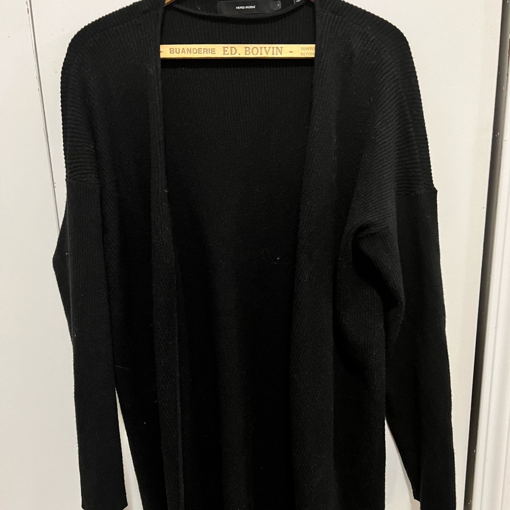 Black Ribbed Knit Cardigan